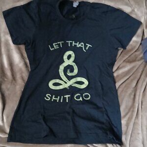 Buddhist themed Namaste meditation Graphic T-shirt, Woman's Large, Black